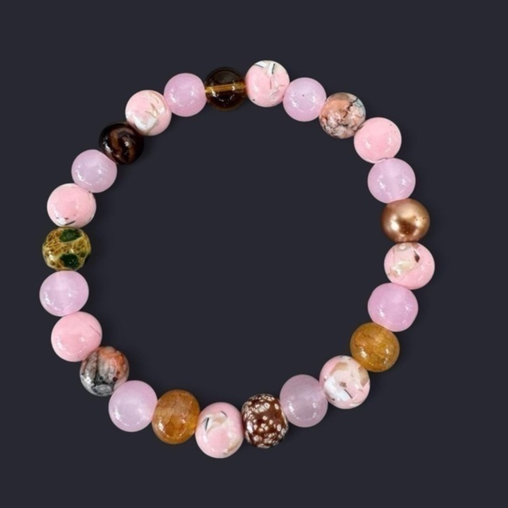 Dusty Rose Glass Bead Bracelet 8mm